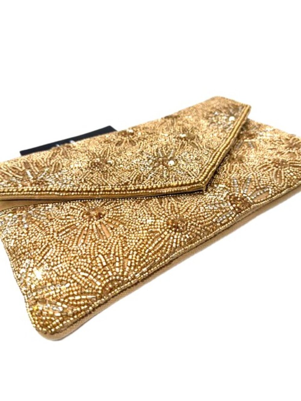 Lulus Gold Beaded Floral Envelope Clutch Crossbody Bag NWT - Picture 4 of 9